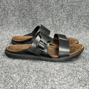 Merrell Around Town Sandals Women's Size 8 Black Leather Buckle Strap Slides